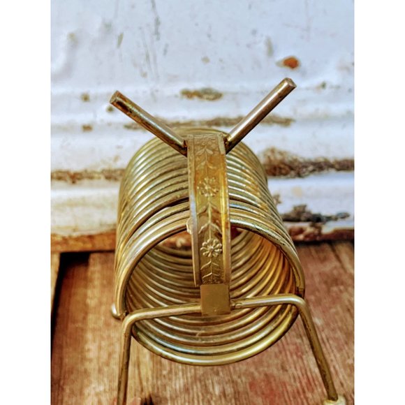 Vintage MCM Brass Coil Letter/bill holder Dog Rhinestone eyes - Picture 8 of 8